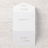 ゴールド＆ホワイト エレガント スクリプト 結婚式の招待状 オールインワン招待状 (外側)