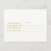 ゴールド＆ホワイト エレガント モロッカン グラム セーブ・ザ・デート 案内ポストカード (裏面)