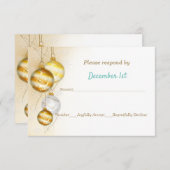 ゴールド＆ホワイト オーナメント クリスマス ウェディング 招待状 (正面/裏面)