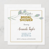 ゴールド ホワイト カラー フラワーミニマリスト ブライダルシャワー セーブザデート (正面/裏面)