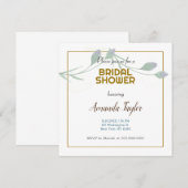 ゴールド ホワイト カラー フラワー ミニマリスト ブライダル シャワー セーブザデート (正面/裏面)