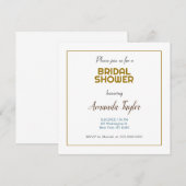 ゴールド ホワイト カラー ミニマリスト ブライダル シャワー セーブザデート (正面/裏面)