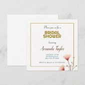 ゴールド ホワイト カラー ミニマル ブライダル シャワー セーブザデート (正面/裏面)