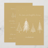 ゴールド, ホワイト, クリスマスツリーの星 エレガントなホリデー 招待状 (正面/裏面)