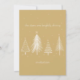 ゴールド, ホワイト, クリスマス ツリーの星 エレガントなホリデー 招待状