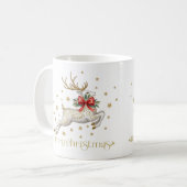 ゴールド ホワイト クリスマス トナカイ コーヒーマグカップ (正面左)