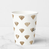 ゴールド ホワイト グラム ダイヤモンド ブライダルシャワー 紙コップ (右)
