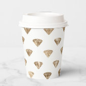 ゴールド ホワイト グラム ダイヤモンド ブライダルシャワー 紙コップ (裏面)