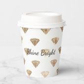 ゴールド ホワイト グラム ダイヤモンド ブライダルシャワー 紙コップ (正面)