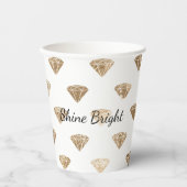 ゴールド ホワイト グラム ダイヤモンド ブライダルシャワー 紙コップ (正面)