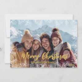 ゴールド ホワイト グリーン モダン ファミリー フォト クリスマス