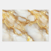 ゴールド ホワイト グレー マーブル 水彩 誕生日 彼 彼女 ラッピングペーパーシート (正面3)