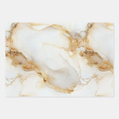 ゴールド ホワイト グレー マーブル 水彩 誕生日 彼 彼女 ラッピングペーパーシート (正面)