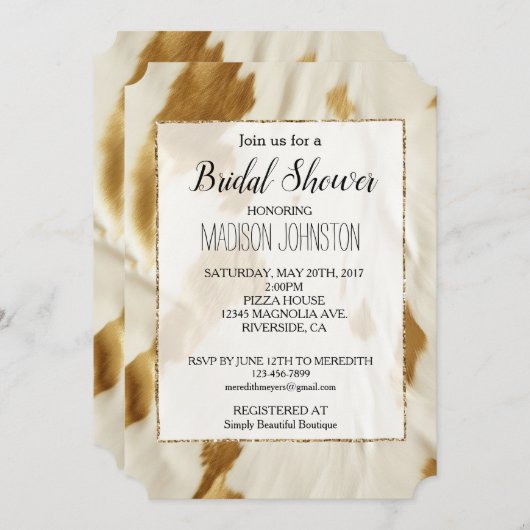 ゴールド ホワイト コウガール サウスウエスト コウハイド 招待状 (正面/裏面)