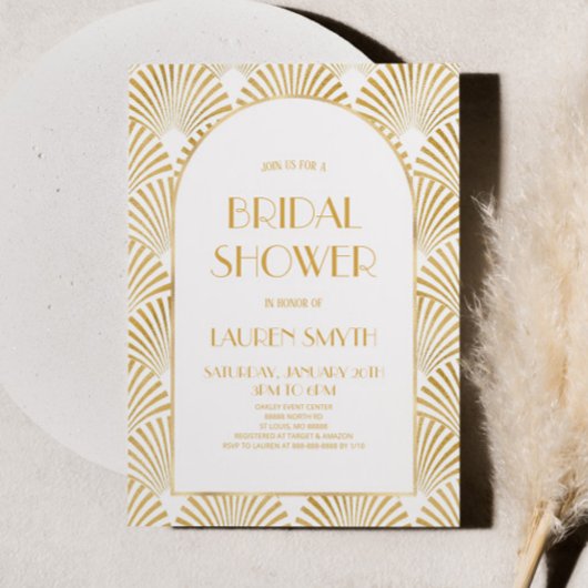ゴールド ホワイト ジオメトリック アートデコ ブライズシャワー 招待状