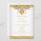 ゴールド ホワイト ジュエル 誕生日パーティー 招待状 2 (裏面)