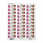 ゴールド ホワイト ストライプ ボールド グラム フローラル ブライダル シャワー ラベル (フルシート)