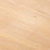 ゴールド＆ホワイト セレスチャル ムーン トランスパレント ウェディング アクリル招待状 (レイダウン)