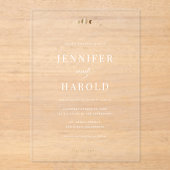 ゴールド＆ホワイト セレスチャル ムーン トランスパレント ウェディング アクリル招待状 (正面)