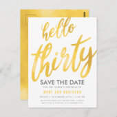 ゴールド ホワイト セーブ 日付 30歳 誕生日パーティー ポストカード (正面/裏面)
