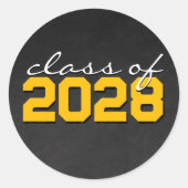 ゴールド&ホワイト チョークボード 卒業ステッカー ラウンドシール (正面)