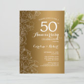 ゴールド ホワイト フラワル 50周年記念 招待状 (スタンド正面)