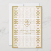 ゴールド ホワイト フルール ド リス ギリシャ キー 結婚式 イベント 招待状 (裏面)