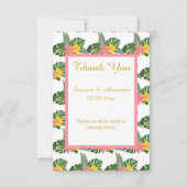 ゴールド ホワイト フローラル ハワイアン 感謝カード 招待状 (正面)