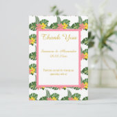 ゴールド ホワイト フローラル ハワイアン 感謝カード 招待状 (スタンド正面)
