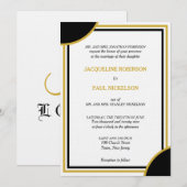 ゴールド ホワイト ブラック モノグラム ジオメトリック ウェディング 招待状 (正面/裏面)