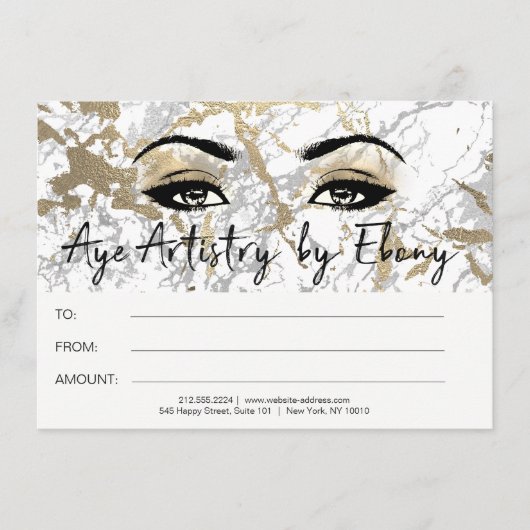 ゴールド ホワイト マーブル メイク ビューティー 証明書 エボニー1 (正面)