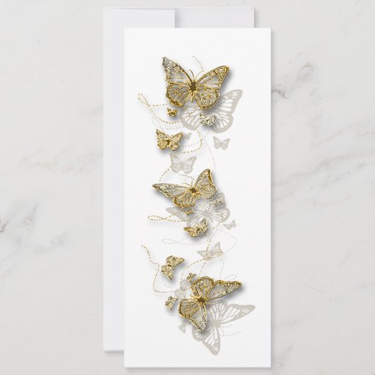 ゴールド ホワイト 婚約 結婚記念日 招待状 (正面)