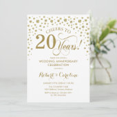 ゴールド ホワイト 20周年記念祝賀会の招待状 招待状 (スタンド正面)