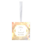 ゴールド ボケ ウェディング フォト テンプレート キューブオーナメント (右)