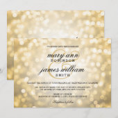 ゴールド ボケ ライト エレガント ウェディング 招待状 (正面/裏面)