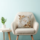 ゴールド ボタニカル ウェディング モノグラム スロー ピロー (椅子)