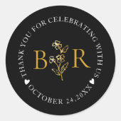 ゴールド ボタニカル カスタム フォイル モノグラム ラウンドシール (正面)