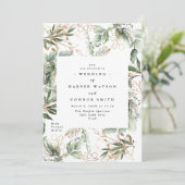 ゴールド ボタニカル ユーカリ エレガント グリーン オータム 招待状 (スタンド正面)