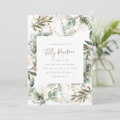 ゴールド ボタニカル 多肉植物 エレガント ブライダルシャワー 招待状 (スタンド正面)