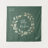 ゴールド ボタニカル 多肉植物 ブライダルシャワー 背景 タペストリー (正面)