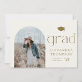 ゴールド ボヘミア ミニマル アーチ フォト 卒業式 招待状 (正面)