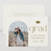 ゴールド ボヘミア ミニマル アーチ フォト 卒業式 招待状 (正面/裏面)