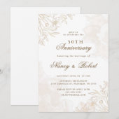 ゴールド ボヘミア ワイルドフラワーズ 50周年 結婚記念日 招待状 (正面/裏面)