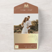 ゴールド ボーホー テラコッタ ウェディング オールインワン招待状 (外側)