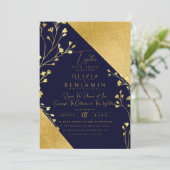 ゴールド ボーホー フラワーチック オールインワン ウェディング 招待状I 招待状 (スタンド正面)
