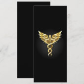 ゴールド ポリゴナル シンボル カデュケウス 招待状 (正面/裏面)