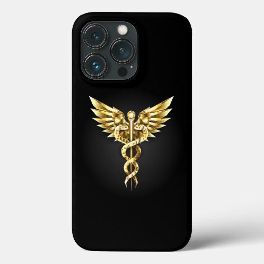 ゴールド ポリゴナル シンボル カデュケウス Case-Mate iPhoneケース (裏面)