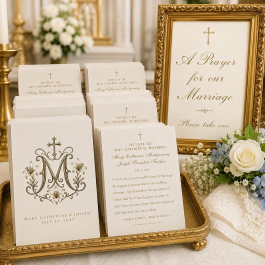ゴールド・マリア十字架モノグラム カトリック結婚式