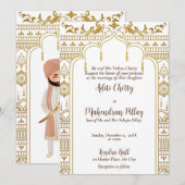 ゴールド マンダップ インド パターン デザイン 招待状 (正面/裏面)