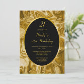 ゴールド マーブル アゲート 21歳の誕生日 招待状 (スタンド正面)
